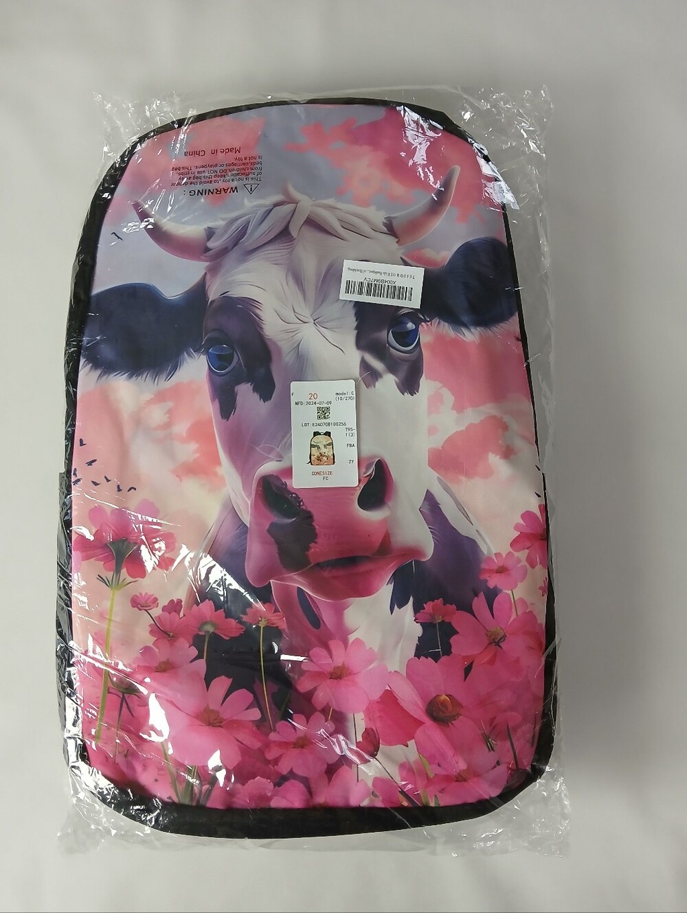 New 3 Piece Kawaii Cow School Backpack Bookbag Lunch Tote Bag Pencil Case Set